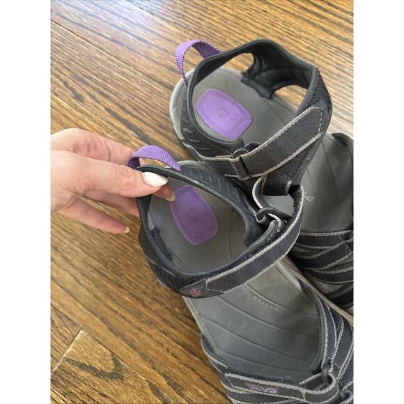 TEVA Tirra Sandals Size 9 Black Grey Purple Hiking Outdoor Walking - Picture 4 of 6